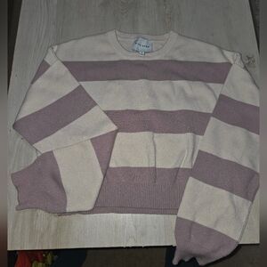 🌹Pink Rose Cream and Purple Crewneck Sweater